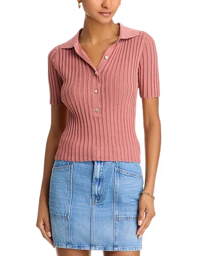 525 Maya Semi Sheer Johnny Collar Top In Rose