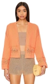 525 Meghan Open Stitch Cotton Cardigan In Coral
