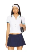 525 Millie Johnny Collar Short Sleeve Top In Bleach White Multi