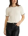525 Mixed Stitch Ruffled Trim Sweater In Sea Salt Multi