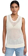 525 Natalia Open Stitch Tank Chalk In Chalk