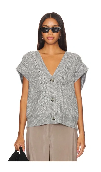 525 Page Button Front Cable Vest In Smoke Grey