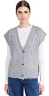 525 Paige Button Front Cable Vest Smoke Grey In Smoke Grey