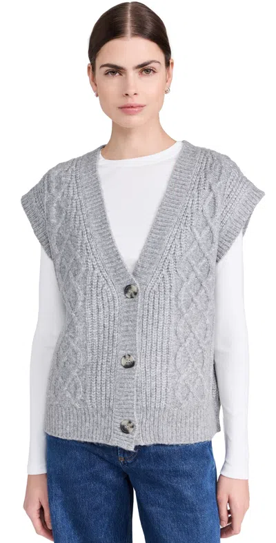 525 Paige Button Front Cable Vest Smoke Grey