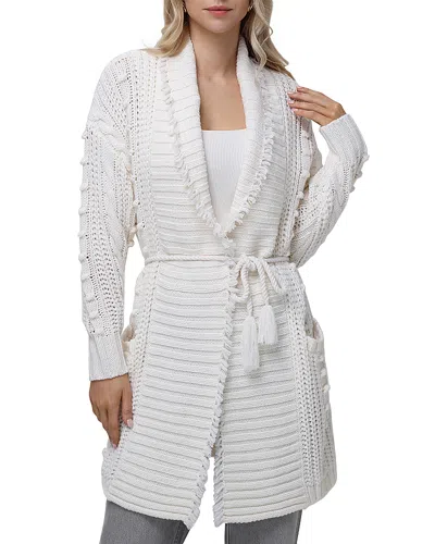 525 Penelope Cable Knit Coatigan In Sea Salt