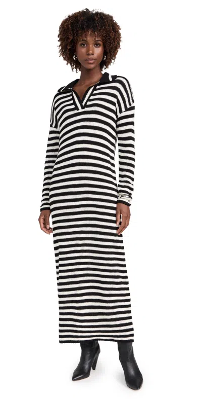 525 Raya Striped Polo Dress Black Multi
