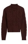 525 Reba Funnel Neck Cable Sweater In Burgundy