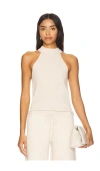 525 Shannon Mock Neck Tank In Wheat