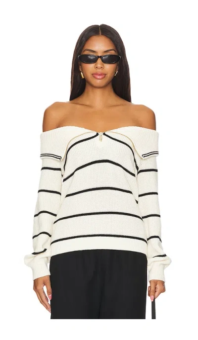 525 Sierra Off Shoulder Striped Pullover In Sea Salt Multi