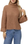 525 Vida Bell Sleeve Turtleneck Sweater In Cinnamon