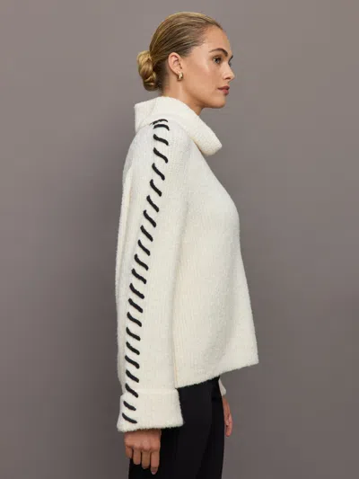 525 Vida Boucle Whip Stitch Pullover In Sea Salt