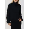 525 Vida Whipstitch Bell Sleeve Bouclé Sweater In Black Mult
