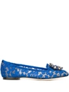 Dolce & Gabbana Slipper In Taormina Lace With Crystals In Blue