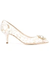 Dolce & Gabbana Lace Rainbow Pumps With Brooch Detailing In Grey