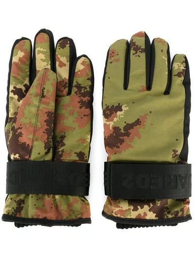 Dsquared2 Ski Technical Gloves In Green