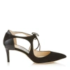 JIMMY CHOO VANESSA 65 Black Suede and Nappa Leather Pointy Toe Pumps,VANESSA65SUN S
