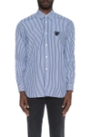 Comme Des Garçons Play Comme Des Garcons Play Mens Blue Striped Black Heart Shirt In Blue