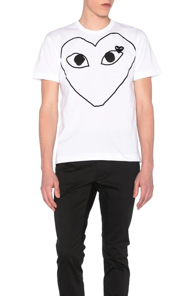 Comme Des Garçons Play Comme Des Garcons Play Men Black Line Heart T-shirt In White