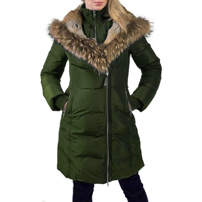 Pre-owned Towmy By Snowimage Down Coat With Real Fur In Olive