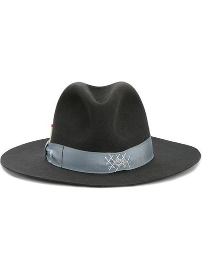 Nick Fouquet Grey Borsalino Fedora Hat With Blue Grosgrain Ribbon