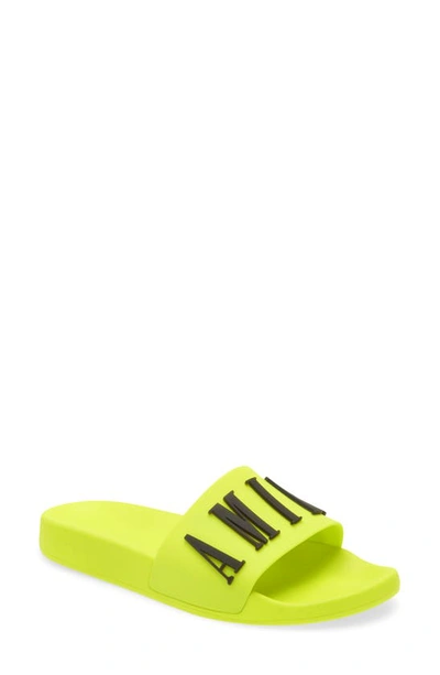 Amiri Logo-embossed Rubber Slides In Volt Black