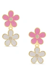 Lily Nily Kids' Double Floral Drop Earrings In Pink/ White