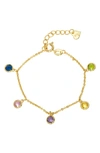 LILY NILY KIDS' MULTICOLOR CUBIC ZIRCONIA CHARM BRACELET