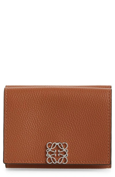 Loewe Leather Trifold Wallet In Tan