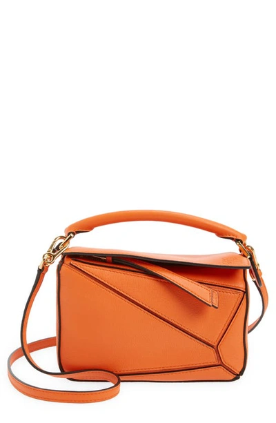 Loewe Mini Puzzle Calfskin Leather Bag In Orange