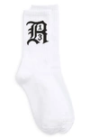 R13 Logo Socks In White Ground With Black