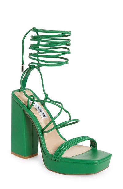 Steve Madden Women's Manzie Ankle-tie Platform Dress Sandals In Green