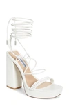 Steve Madden Women's Manzie Ankle-tie Platform Dress Sandals In White