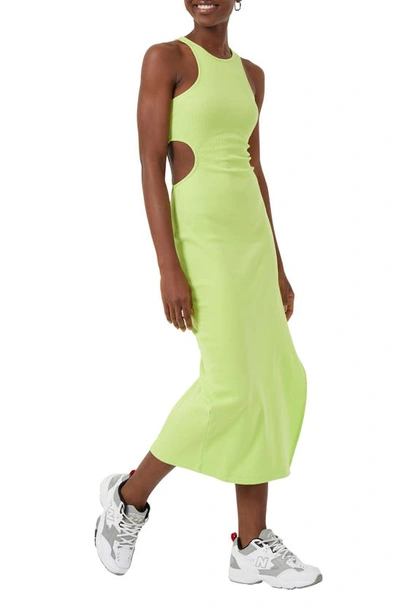 French Connection Rasha Cutout Detail Body-con Stretch Cotton Dress In Sharp Green