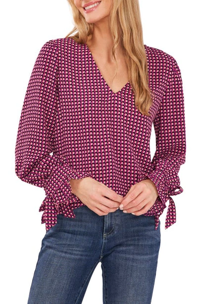 Cece Long Sleeve V-neck Top In Purple