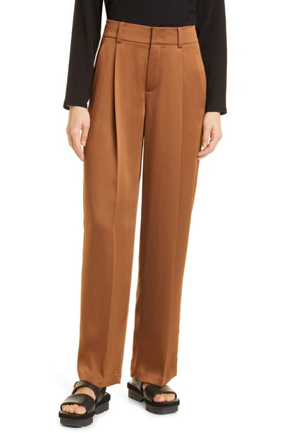 Vince Brown Wide-leg Satin Trousers