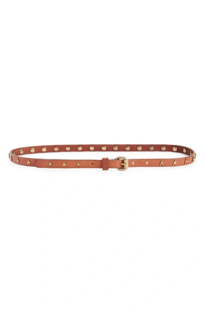 Golden Goose Molly Star Studded Leather Skinny Belt In Cuoio