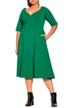 City Chic Cute Girl Fit & Flare Dress In Greenstone