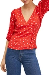 Mango Women's Buttoned Wrap Blouse In Red