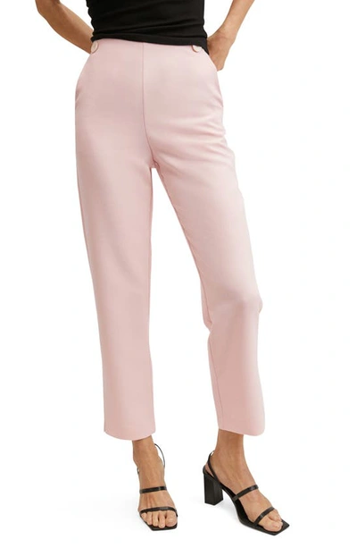 Mango Cropped Button Pants Pastel Pink