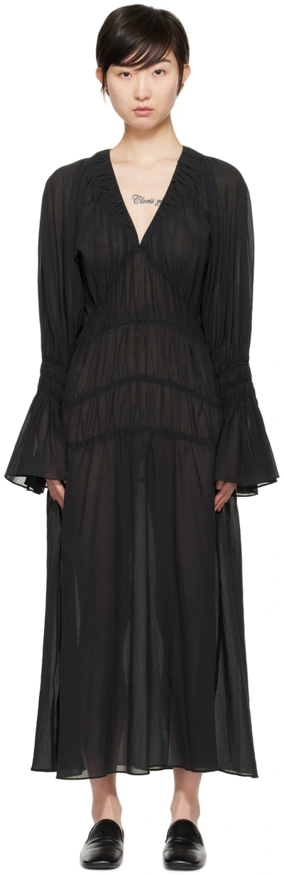 By Malene Birger Ahyenna V-neck Organic-cotton Maxi Dress In Black