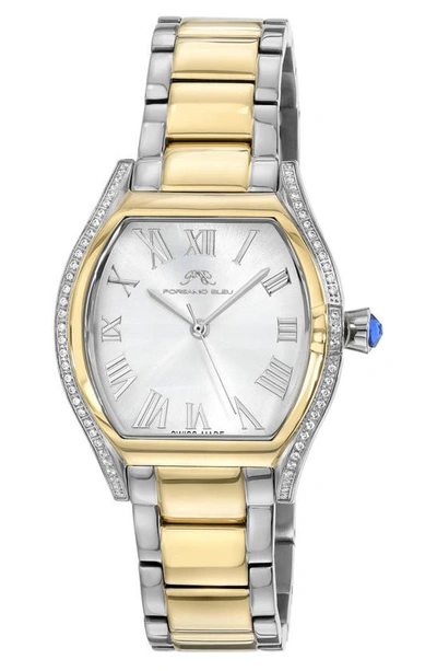 Porsamo Bleu Celine Two-tone Crystal Pavé Stainless Steel Bracelet Watch, 33.5mm
