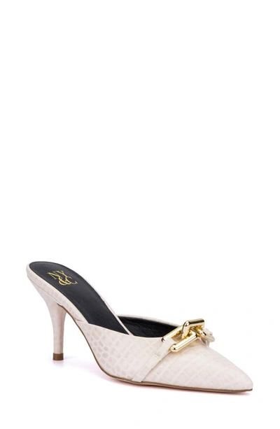 New York And Company Kyra Kitten Heel Mule In Bone