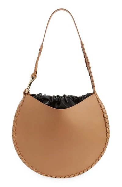 Chloé Mate Large Woven Leather Drawstring Hobo Bag In Light Tan