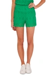 Cece Cotton Eyelet Shorts In Vivid Green