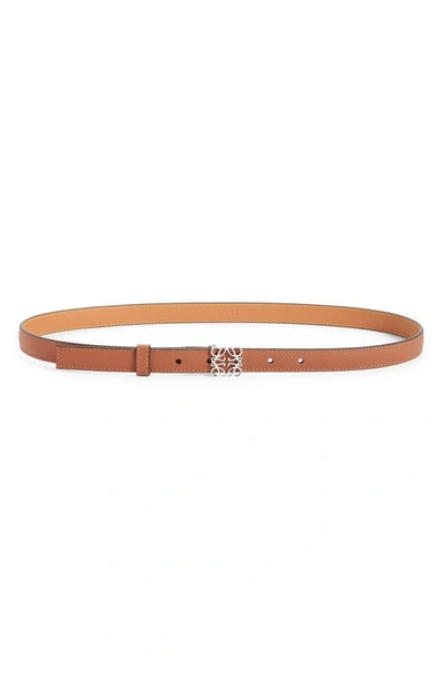 Loewe Anagram Buckle Leather Belt In Tan/ Palladium 2534