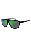 Under Armour Dominate 62mm Oversize Rectangular Sunglasses In Black / Green