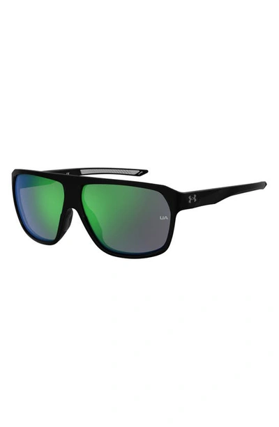 Under Armour Dominate 62mm Oversize Rectangular Sunglasses In Black / Green