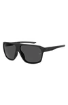 Under Armour Dominate 62mm Oversize Rectangular Sunglasses In Matte Black / Grey Oleophobic