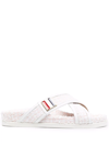 Thom Browne Criss Cross Tweed Sandals In Pink
