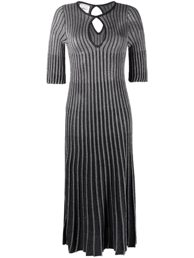 Stella Mccartney Metallic-threaded Pleated Dress In Black